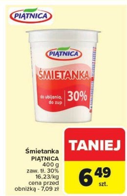 Śmietanka PIĄTNICA 30% promocja w Carrefour Market