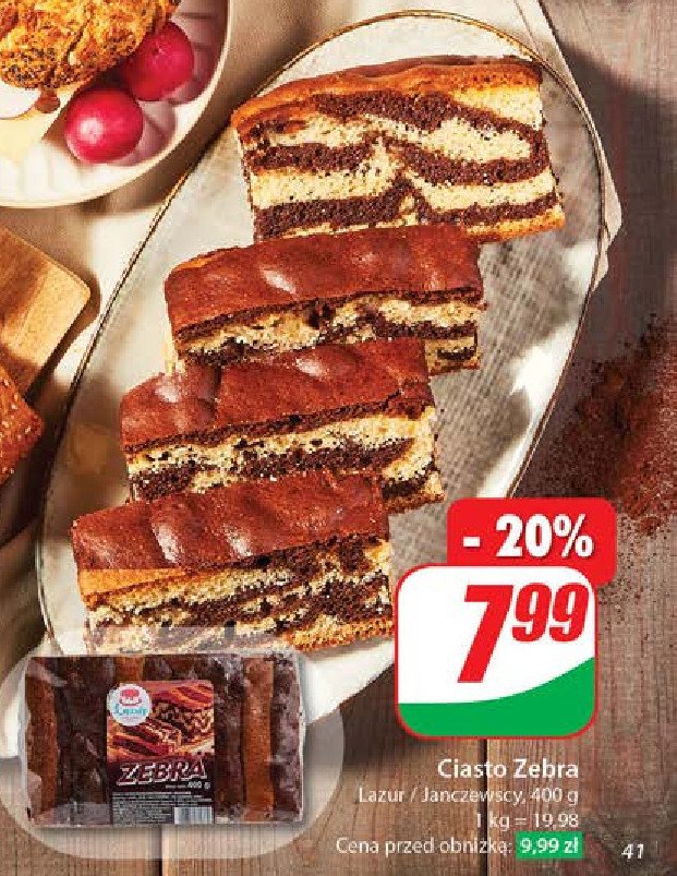 Ciasto zebra Lazur promocja w Dino