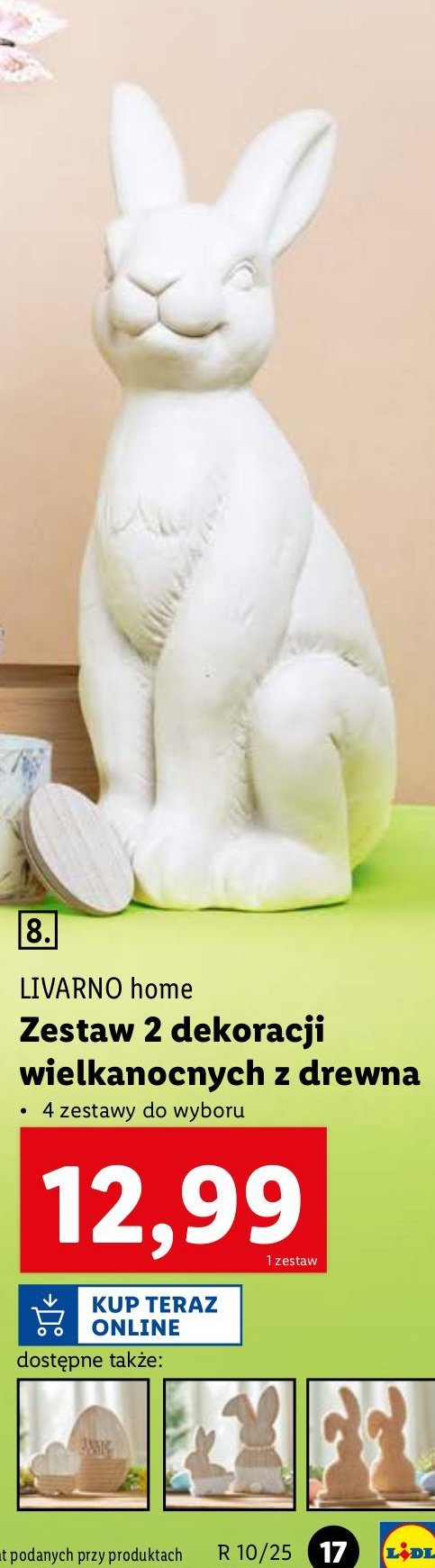 Dekoracje wielkanocne z drewna LIVARNO HOME promocja w Lidl