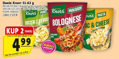 Danie Knorr 51-62 g różne rodzaje: boczek z cebuli, bolognese, mac & cheese, pasta UNILEVER promocja w Prim Market