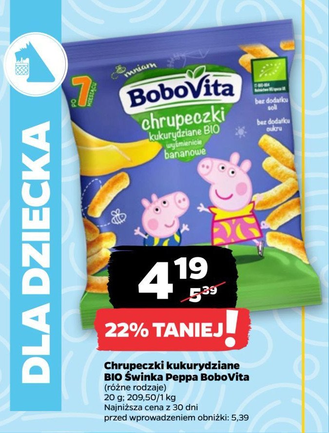 Chrupki kukurydziane wyśmienicie bananowe Bobovita mniam bio promocja