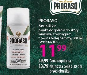 Pianka do golenia sensitive PRORASO GREEN promocja w Hebe