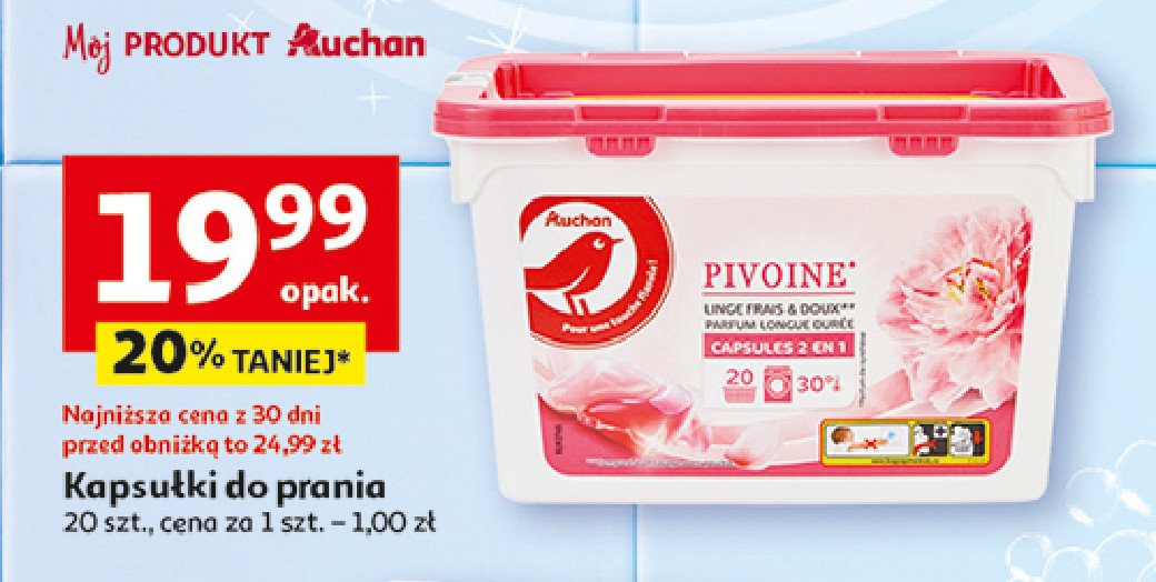 Kapsułki do prania pivoine Auchan różnorodne (logo czerwone) promocja