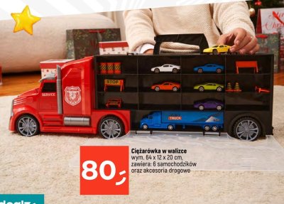 Ciężarówka w walizce 64 x 12 x 20 cm, zawiera: 6 samochodziików oraz akcesoria drogowe promocja w Dealz