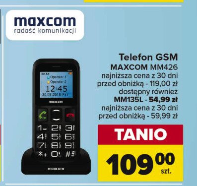 Telefon komórkowy mm426 czarny Maxcom promocja