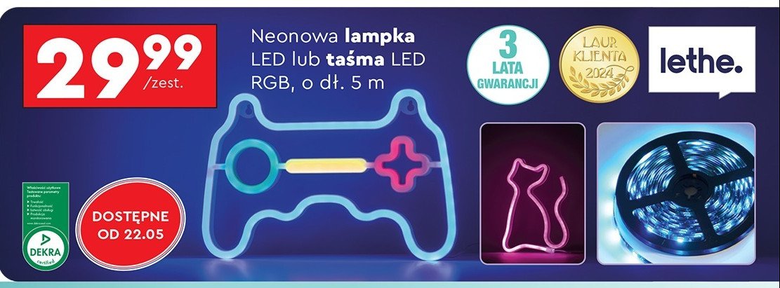 Lampka neonowa kot Lethe promocja w Biedronka