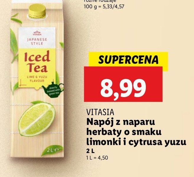 Napój o smaku limonki i cytrusa yuzu Vitasia japan promocja w Lidl