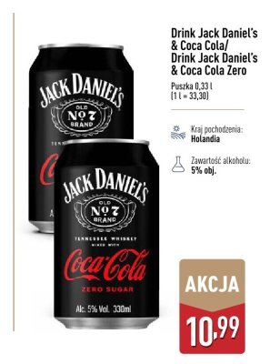 Drink Jack Daniel's & Coca Cola Zero promocja w Aldi