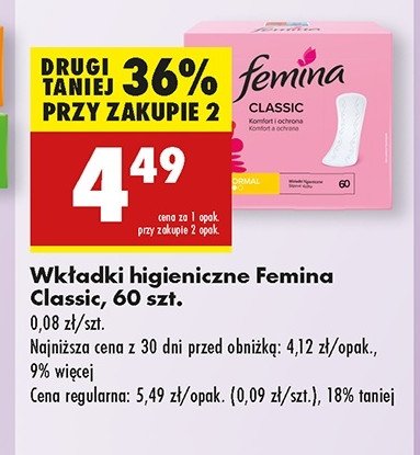 Wkładki higieniczne normal Femina classic promocja