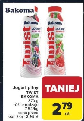 Jogurt pitny TWIST BAKOMA 370 g różne rodzaje promocja w Carrefour