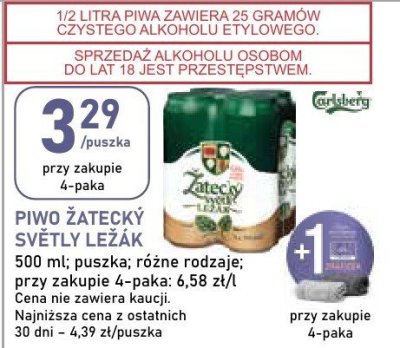 Piwo żatecky svetly lezak promocja w Stokrotka