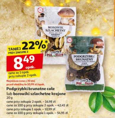 Podgrzybki brunatne całe lub borowiki szlachetne krojone promocja w Auchan