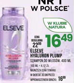 Szampon ELSEVE HYALURON PLUMP do włosów, 400 ml promocja w Drogerie Natura