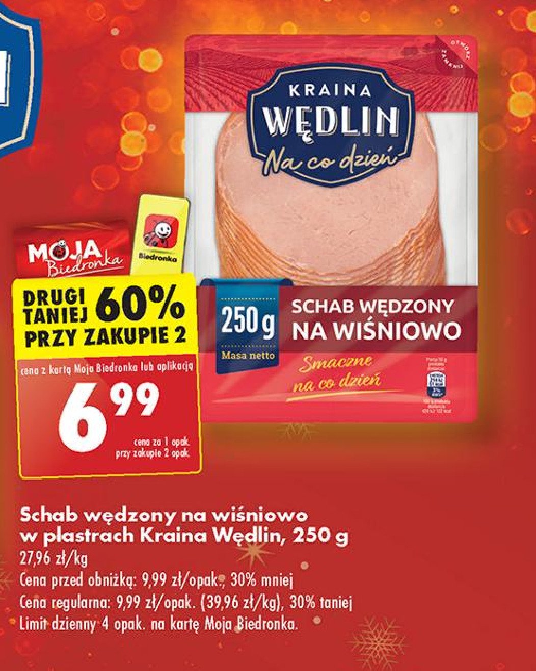 Schab wędzony na wiśniowo w plastrach Kraina wędlin promocja w Biedronka