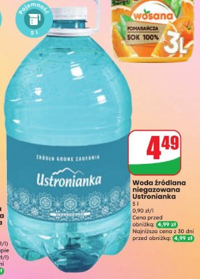 Woda źródlana niegazowana Ustronianka promocja w Dino