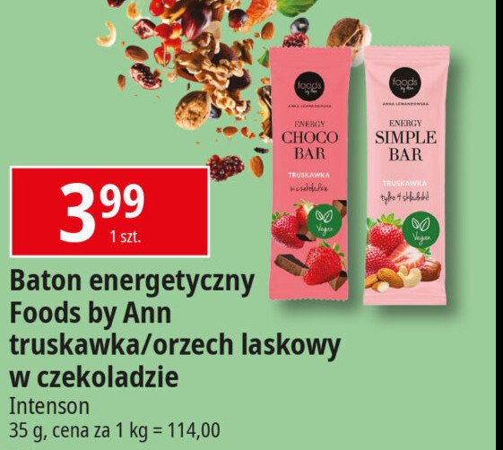 Baton simple bar truskawka Foods by ann promocja w Leclerc