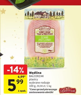 Wędlina BALCERZAK plastry wybrane rodzaje promocja w Intermarche