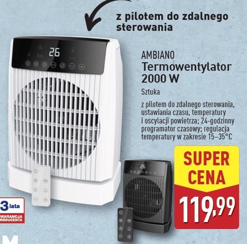 Termowentylator 2000 w AMBIANO promocja w Aldi