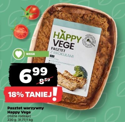 Pasztet warzywny Happy Vege (różne rodzaje) promocja w Netto