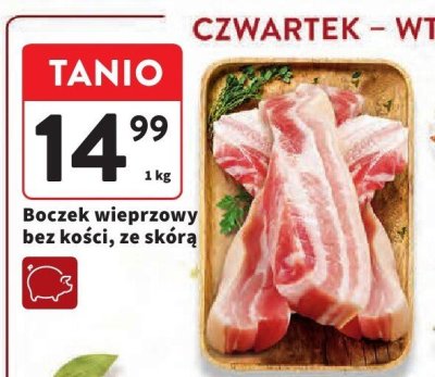 Boczek wieprzowy bez kości, ze skórą promocja w Intermarche