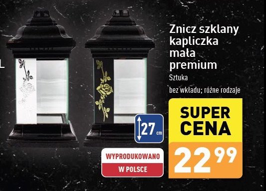 Znicz szklany kapliczka mała premium promocja w Aldi