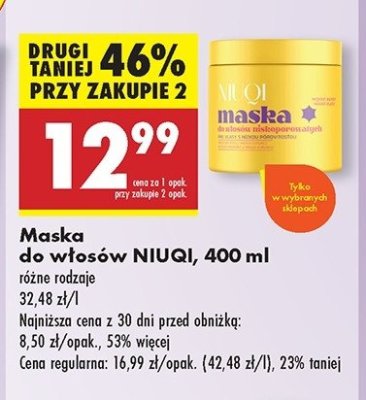 Maska do włosów niskoporowatych Niuqi promocja