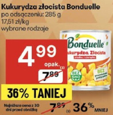 Kukurydza złocista Bonduelle po odsączeniu: 285 g wybrane rodzaje promocja w Delikatesy Centrum