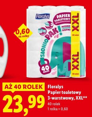 Papier toaletowy Floralys 3-warstwowy, XXL promocja w Lidl