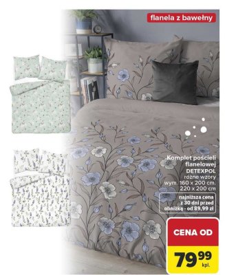 Komplet pościeli flanelowej różne wzory DETEXPOL promocja w Carrefour