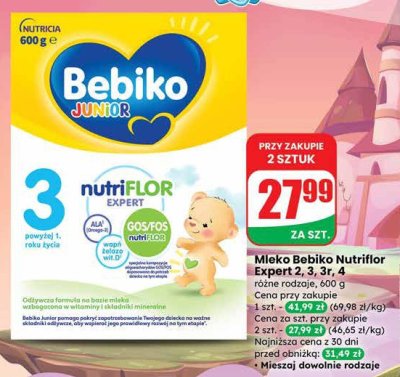Mleko Bebiko Nutriflor Expert 2, 3, 3+ promocja w Dino