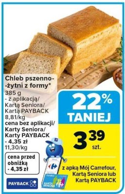 Chleb pszenno-żytni z formy promocja w Carrefour