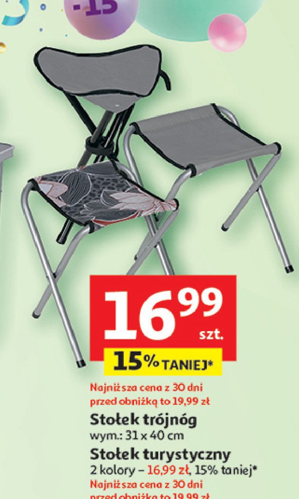 Stołek turystyczny promocja w Auchan