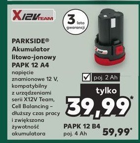 Akumulator litowo-jonowy 12v 4ah Parkside promocja