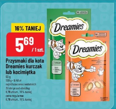 Przysmaki dla kota Dreamies kurczak lub kocimiętka promocja w POLOmarket
