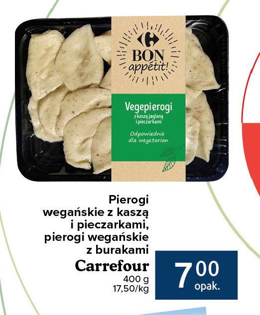 Pierogi z kaszą jaglaną i burakiem Carrefour bon appetit! promocja