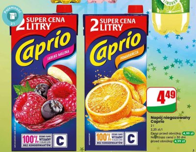 Napój niegazowany Caprio pomarańcza promocja w Dino