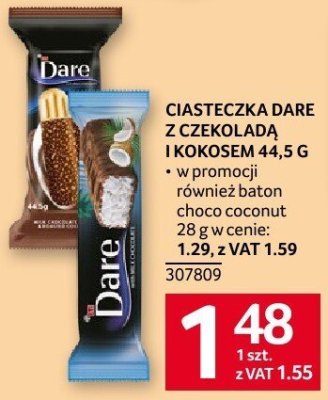 Ciasteczka Dare z czekoladą i kokosem 44,5 g promocja w Selgros