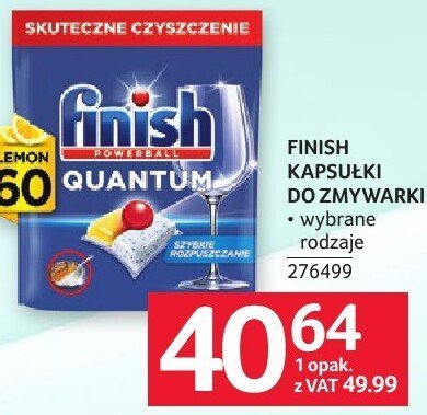 Kapsułki do zmywarki FINISH QUANTUM 60 szt. promocja w Selgros