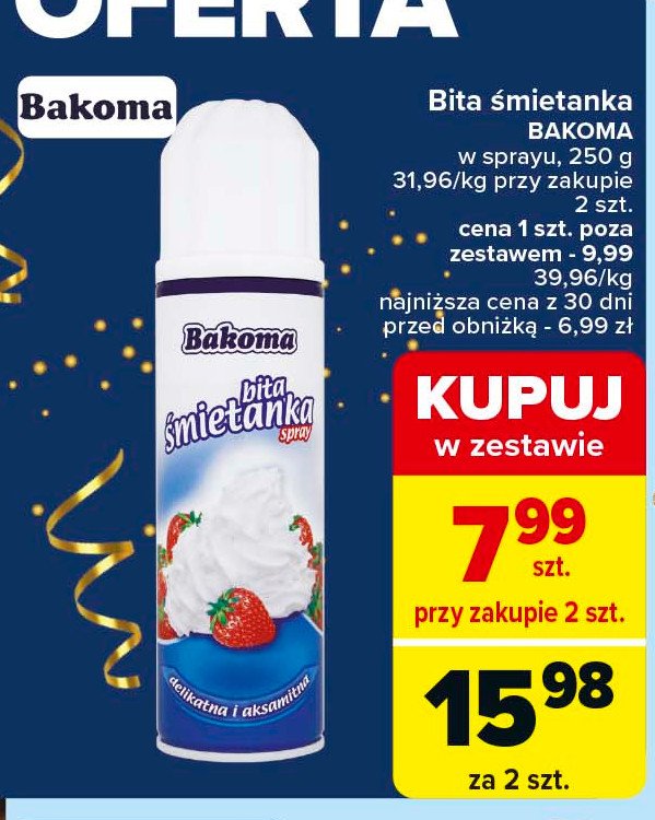 Bita śmietana w sprayu Bakoma śmietanka promocja