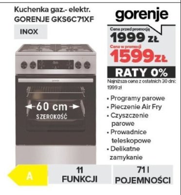 Kuchenka gazowo-elektryczna GKS6C71XF INOX promocja w NEONET