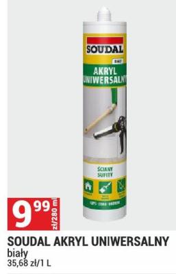 Klej akryl SOUDAL AKRYL UNIWERSALNY biały promocja w Merkury Market