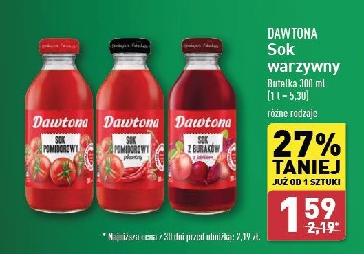 Sok pomidorowy Dawtona promocja w Aldi