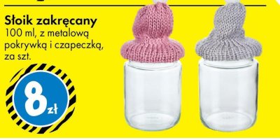 Słoik zakręcany 100 ml, z metalową pokrywką i czapeczką promocja w Tedi