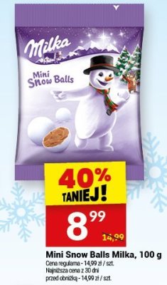 Czekolada Mini Snow Balls Milka, 100 g promocja w Twój Market