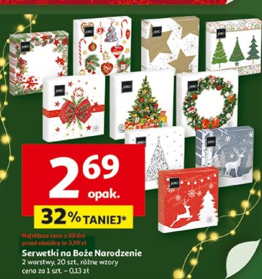 Serwetki na Boże Narodzenie 2 warstwy, 20 szt., różne wzory promocja w Auchan