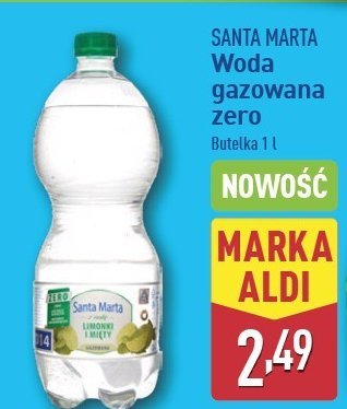Woda zero z nutą limonki i mięty Santa marta promocja w Aldi