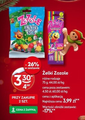 Żelki Zozole Rainbow różne rodzaje promocja w Żabka
