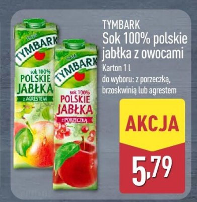 Sok 100% polskie jabłka z brzoskwinią 1 l promocja w Aldi