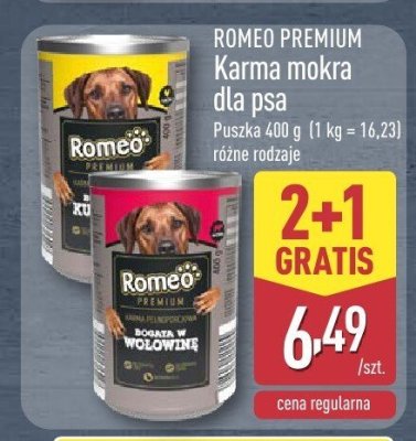 Karma mokra dla psa PREMIUM 400 g różne rodzaje ROMEO promocja w Aldi