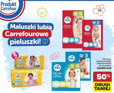 Pieluchy, pieluchomajki, pieluchomajki do pływania Carrefour promocja w Carrefour